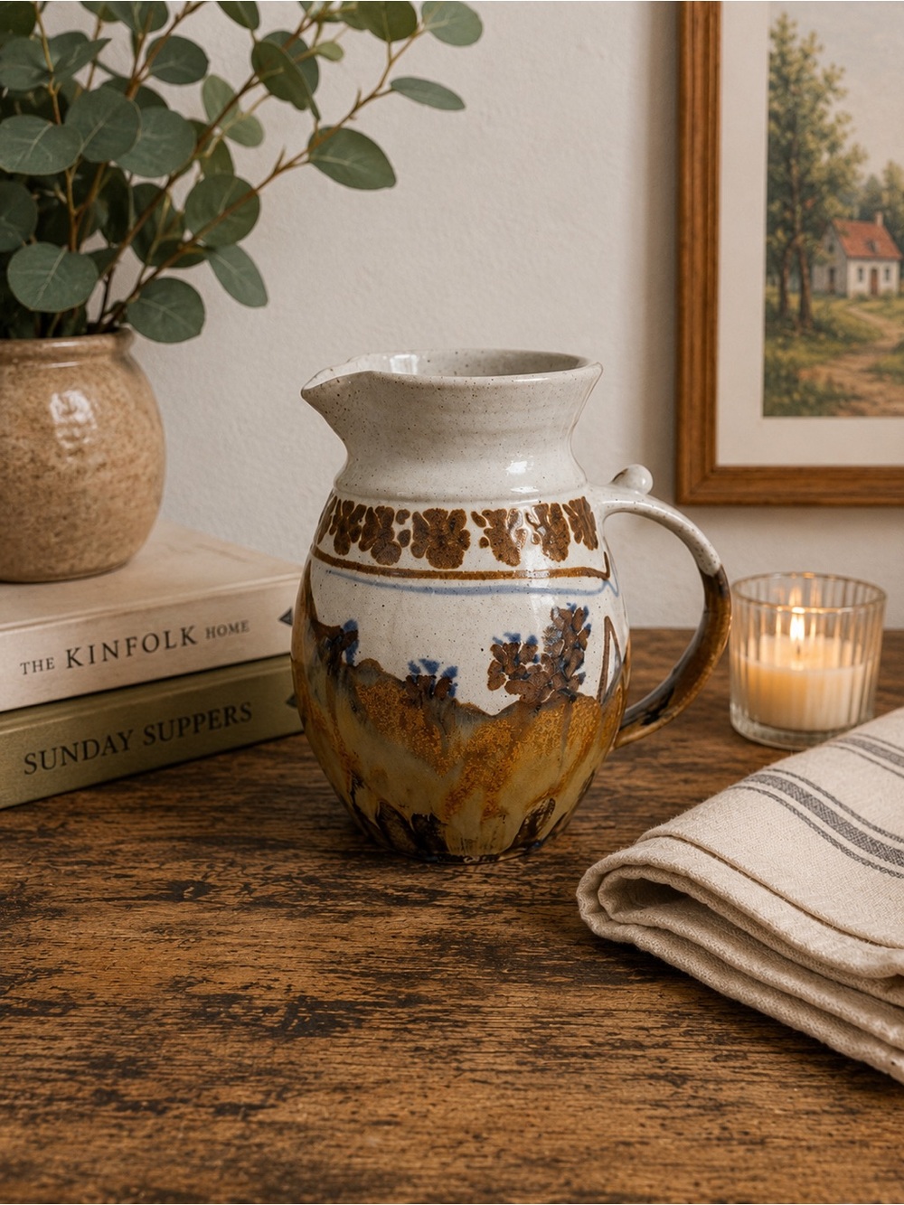 Vintage Studio Pottery Stoneware Pitcher | Hand Thrown